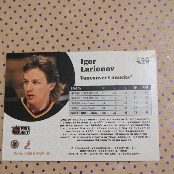 Igor Larionov #246 Hockey Card - Picture 2 of 2